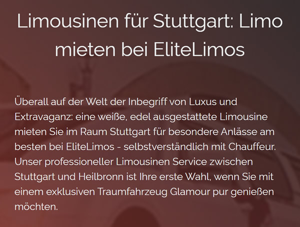 Limo mieten, Limousinen Verleih für  Talheim